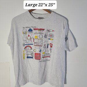 Vintage Handyman Club "So Many Tools" Gray Large Boxy T-Shirt Single Stitch